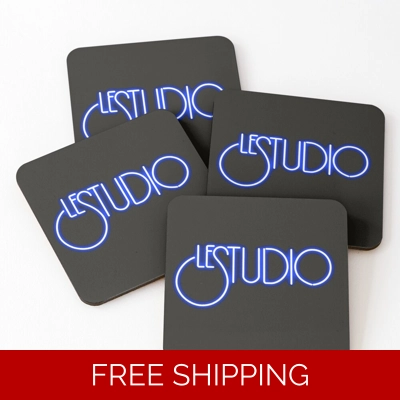 Coasters A Black White & Blue logo (set of 4)